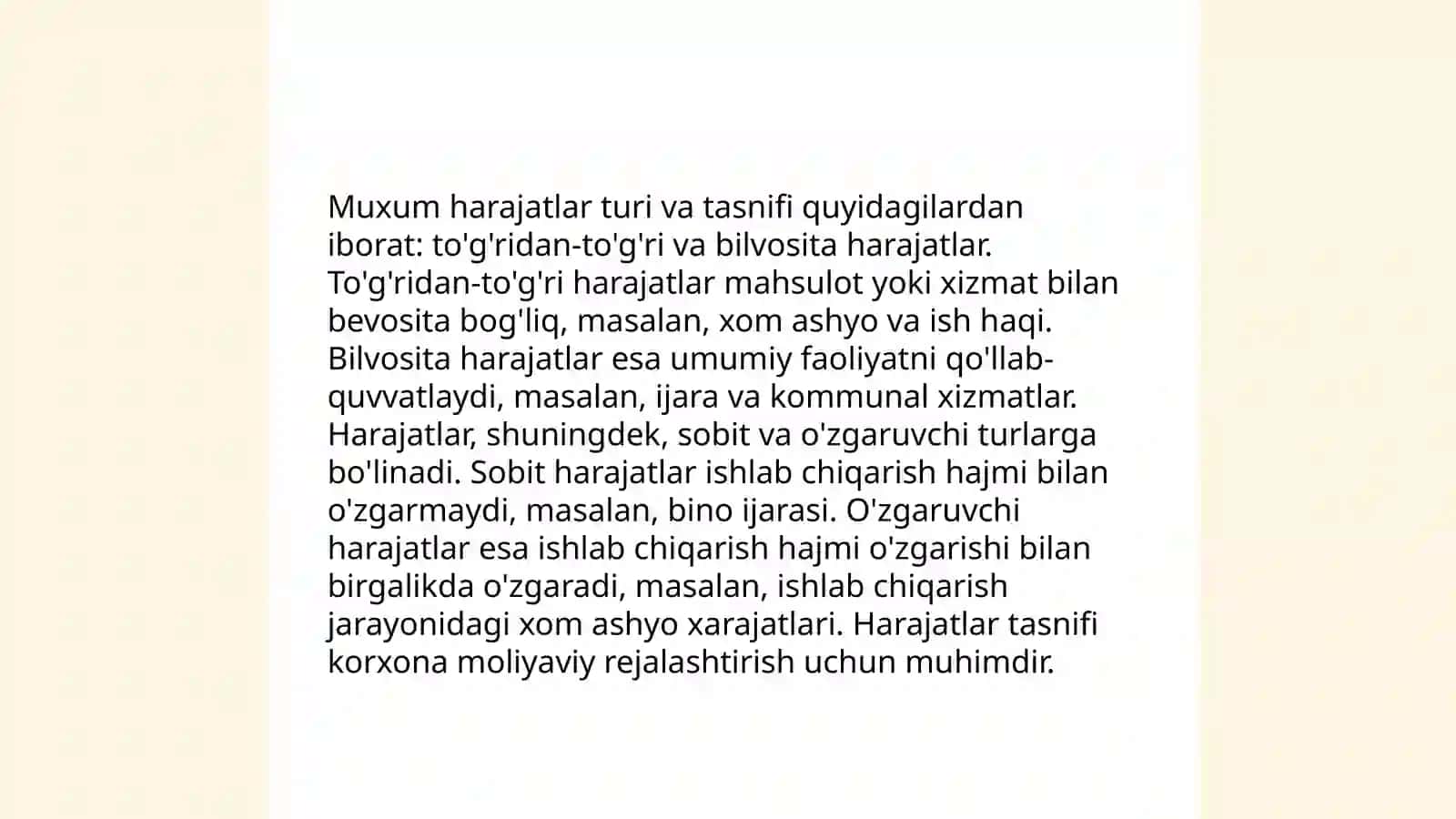 Muxum harajatlarni tahlil qilish 4