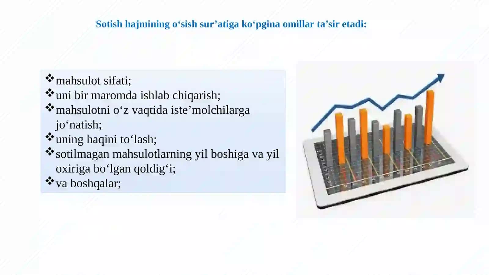Xo’jalik subʼektlarining marketing faoliyatida tahlil. Asosiy vositalar va moddiy (material) resurslar holati va ulardan samarali foydalanishni tahlili 4