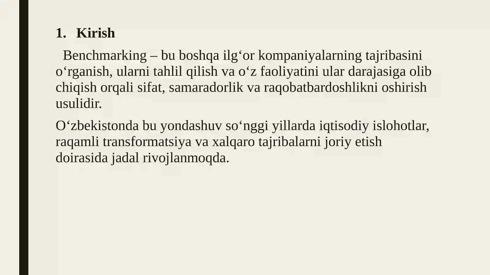 Benchnmarking bilan qanday ishlaymiz? 4
