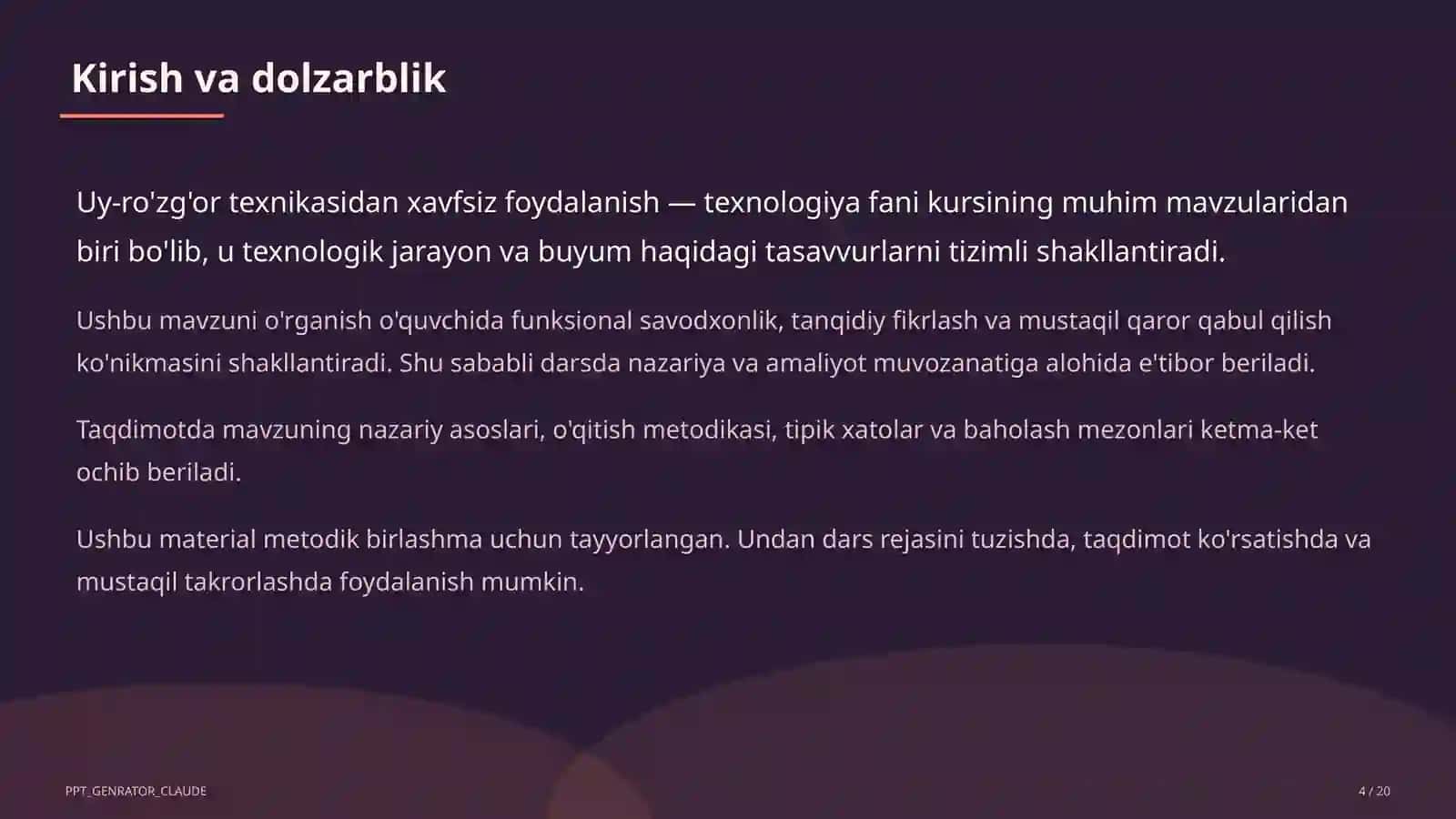 Uy-ro'zg'or texnikasidan xavfsiz foydalanish (7-sinf) 4