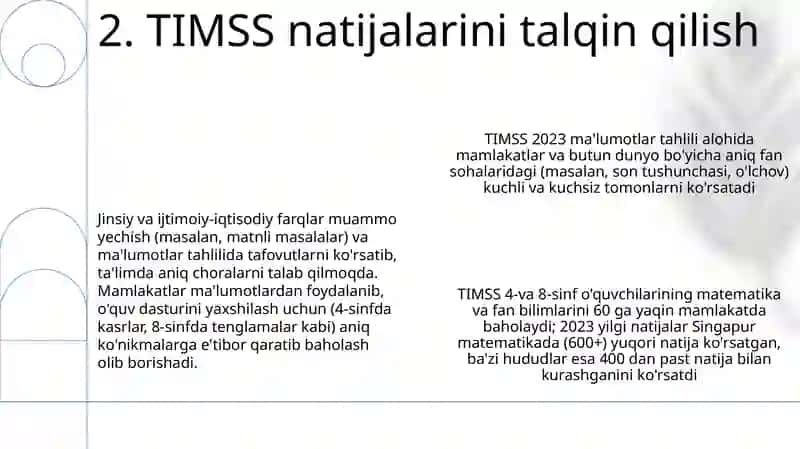TIMSS xalqaro baholash dasturi 4
