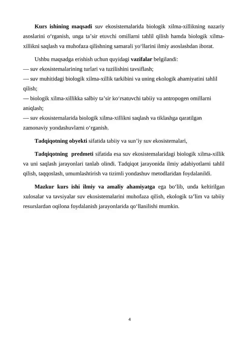 SUV EKOSISTEMALARIDA BIOLOGIK XILMA XILLIK VA UNI SAQLASH YO'LLARI 4