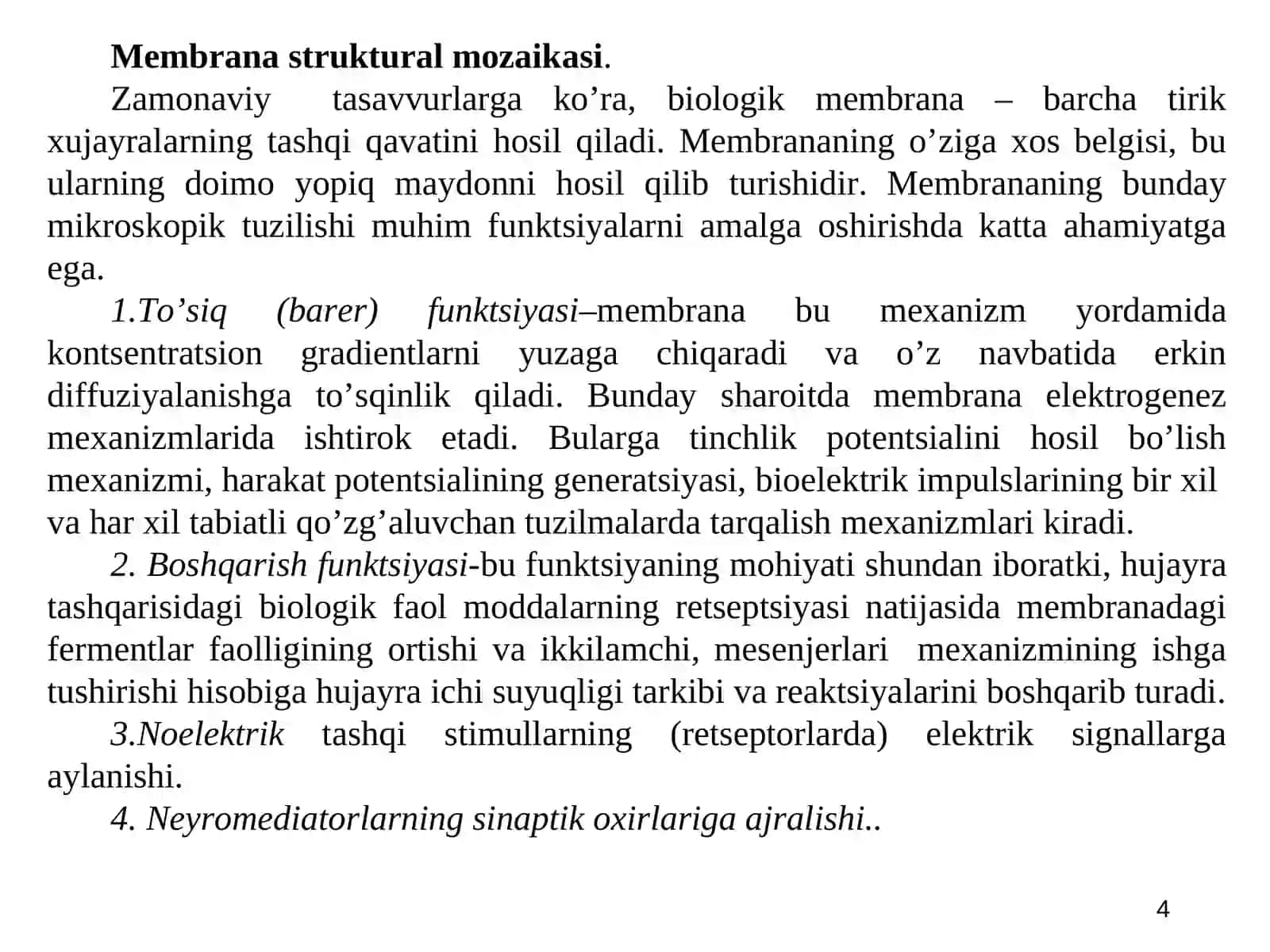 MA’RUZA. Qo‘zg‘aluvchan to‘qimalar fiziologiyasi 4