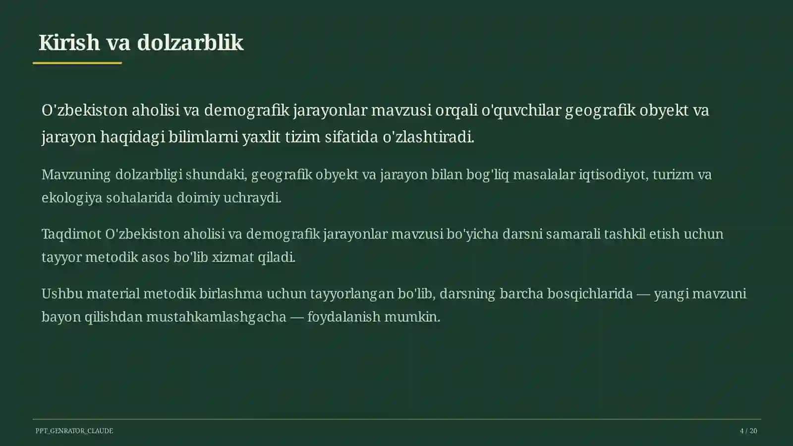 O'zbekiston aholisi va demografik jarayonlar (9-sinf) 4