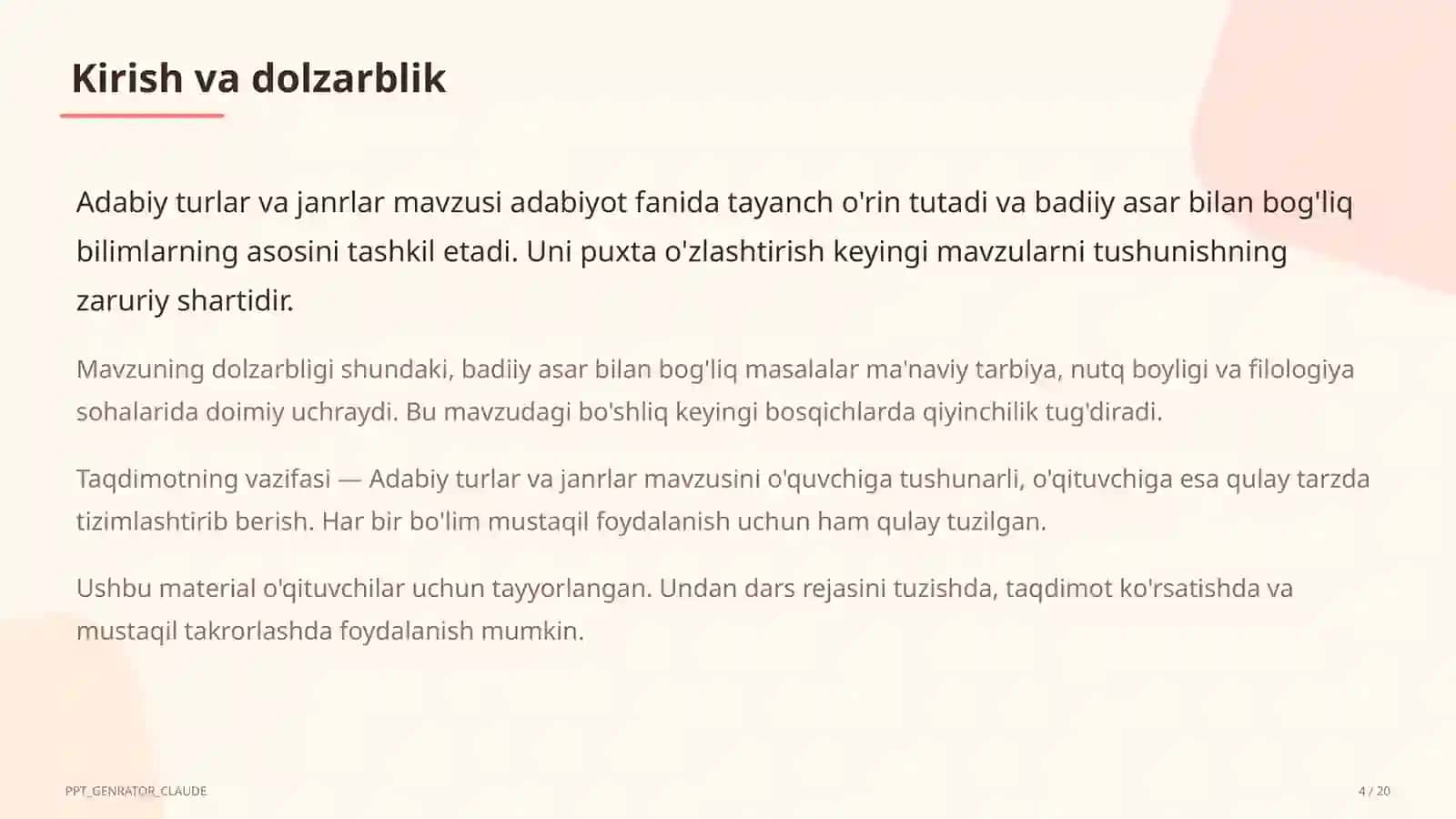 Adabiy turlar va janrlar (10-sinf) 4