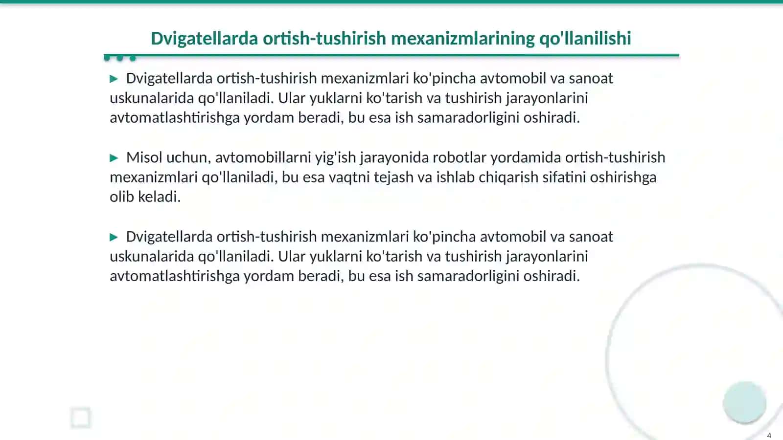 Ortish tushirish mexanizmlar va qurilmalar 4