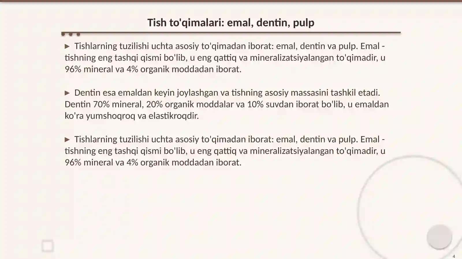 Tish anatomiyasi va gitsalogiyasi 4
