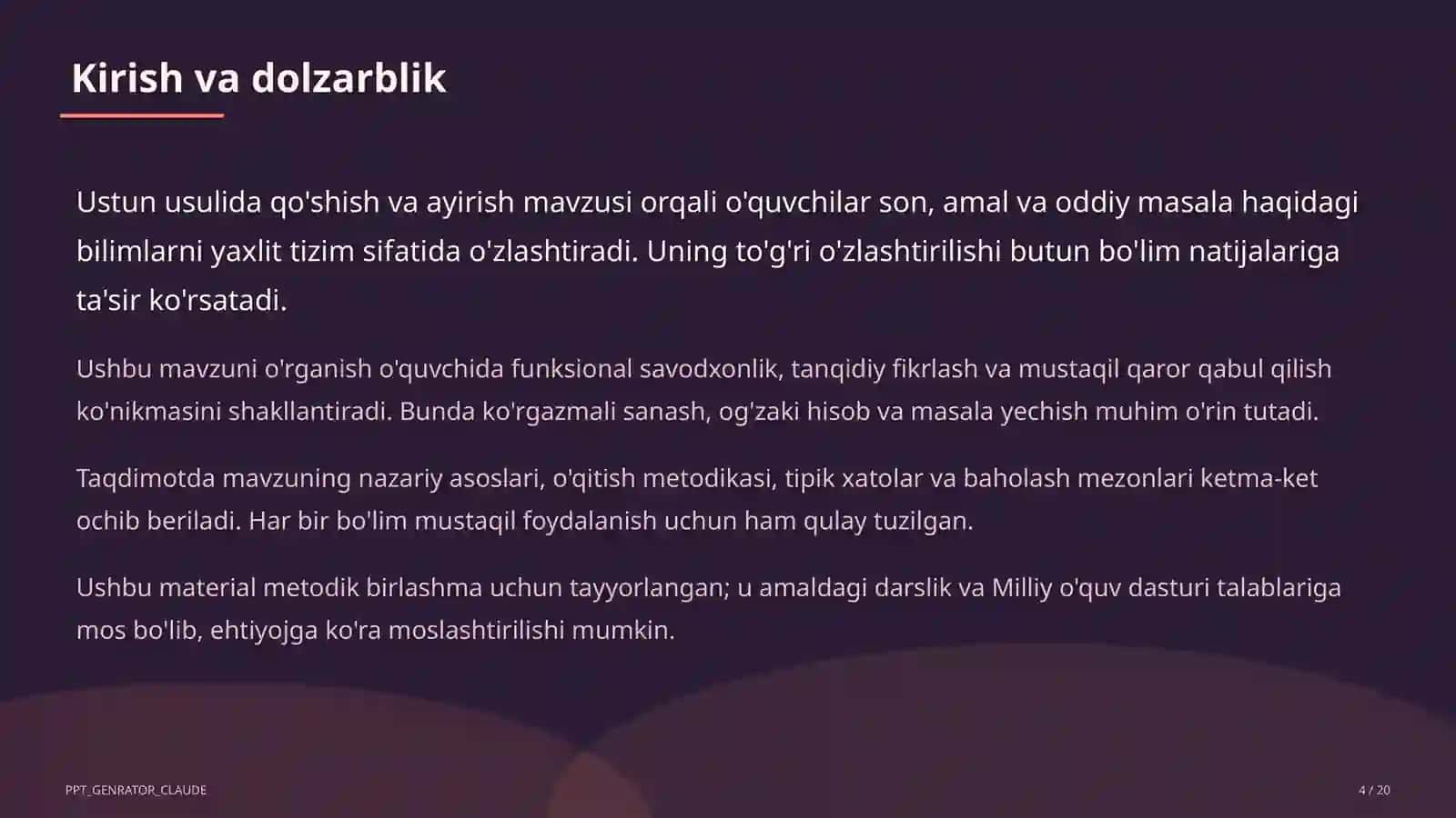 Ustun usulida qo'shish va ayirish (3-sinf) 4