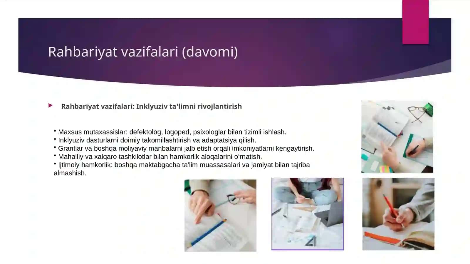Imkoniyati cheklangan bolalarni inklyuziv ta'limga jalb etish Rahbariyat va pedagoglarning roli 4