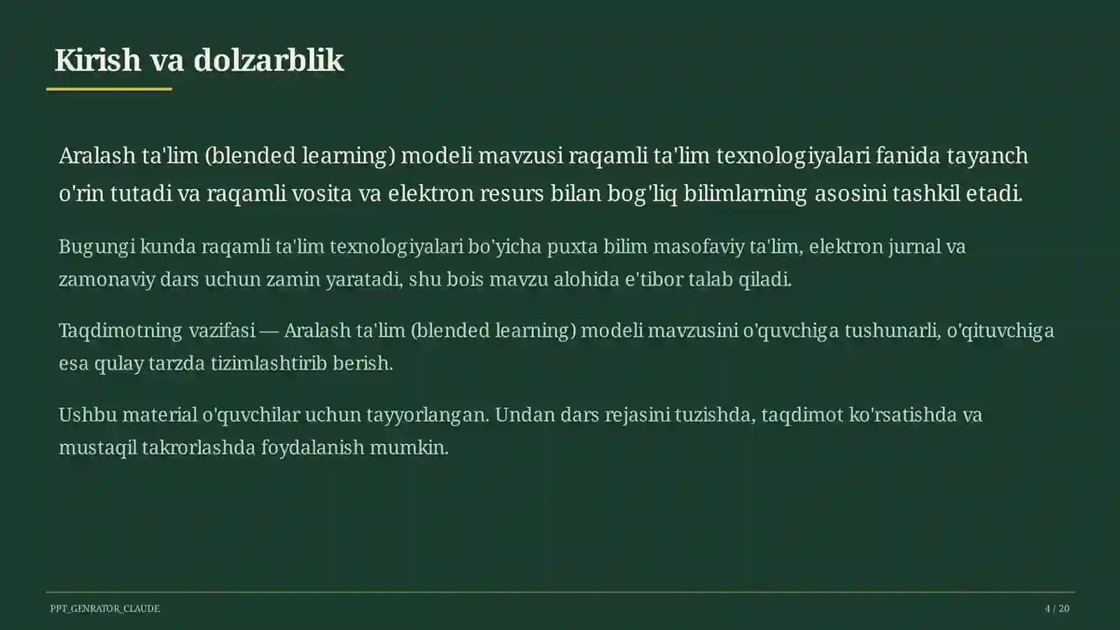 Aralash ta'lim (blended learning) modeli 4