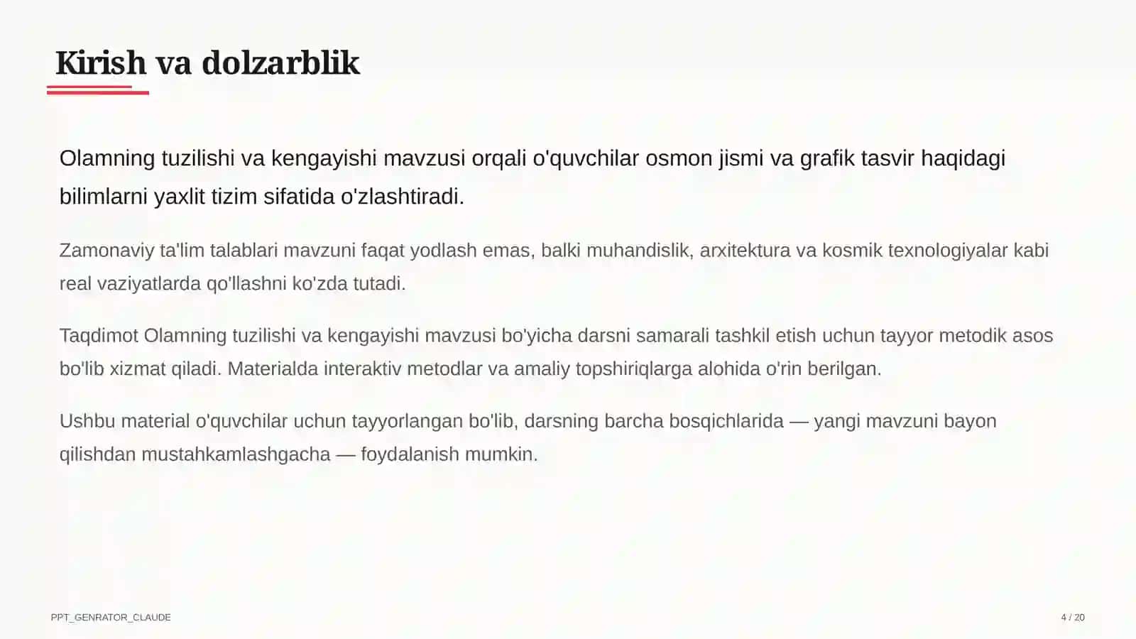 Olamning tuzilishi va kengayishi (11-sinf) 4