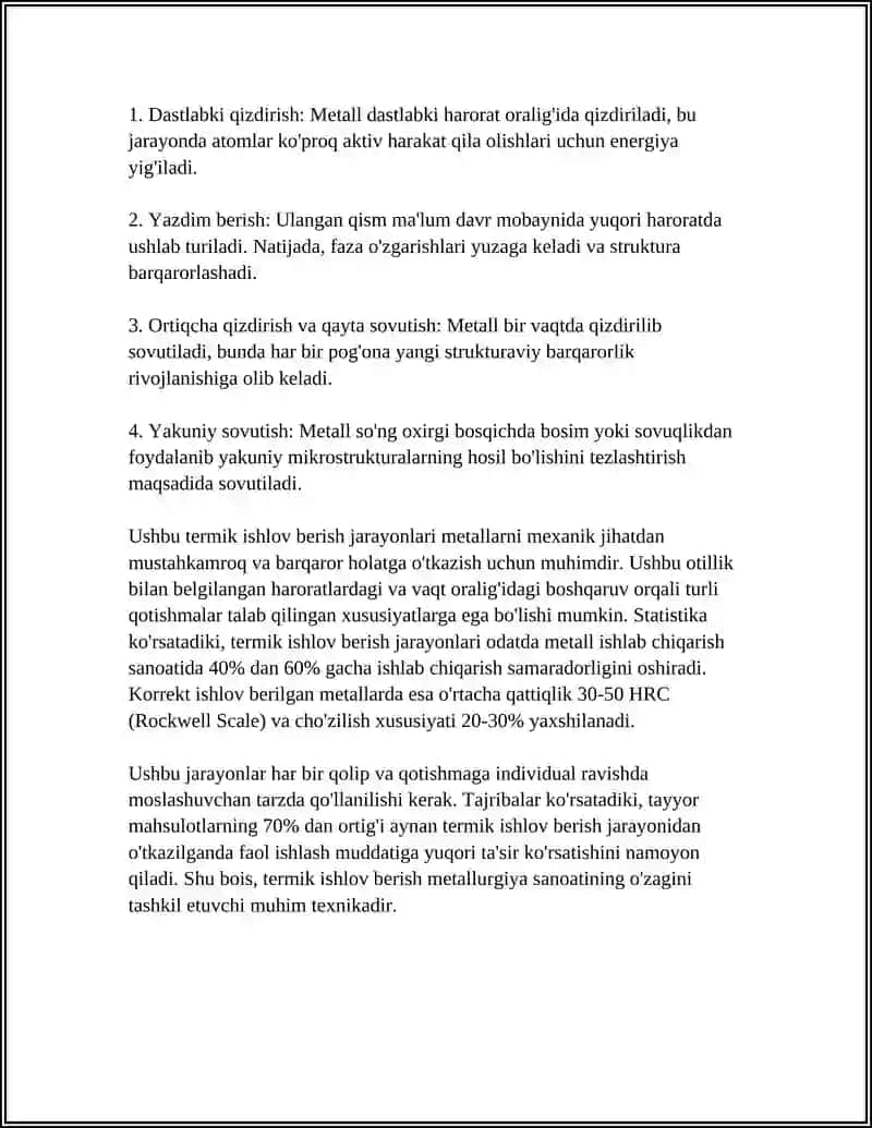 Bir va pog'analı termik ishlov berish tamoyillari va usullari 4