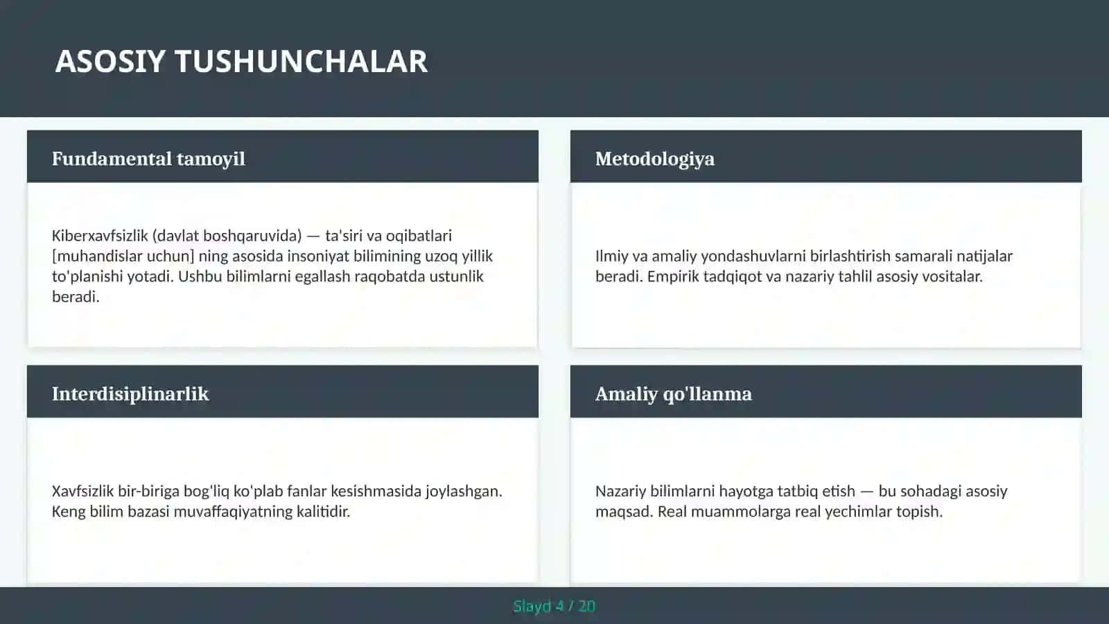 KIBERXAVFSIZLIK (DAVLAT BOSHQARUVIDA) — TA'SIRI VA OQIBATLARI [MUHANDISLAR UCHUN] 4
