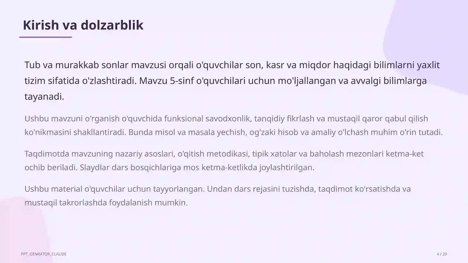 Tub va murakkab sonlar (5-sinf) 4