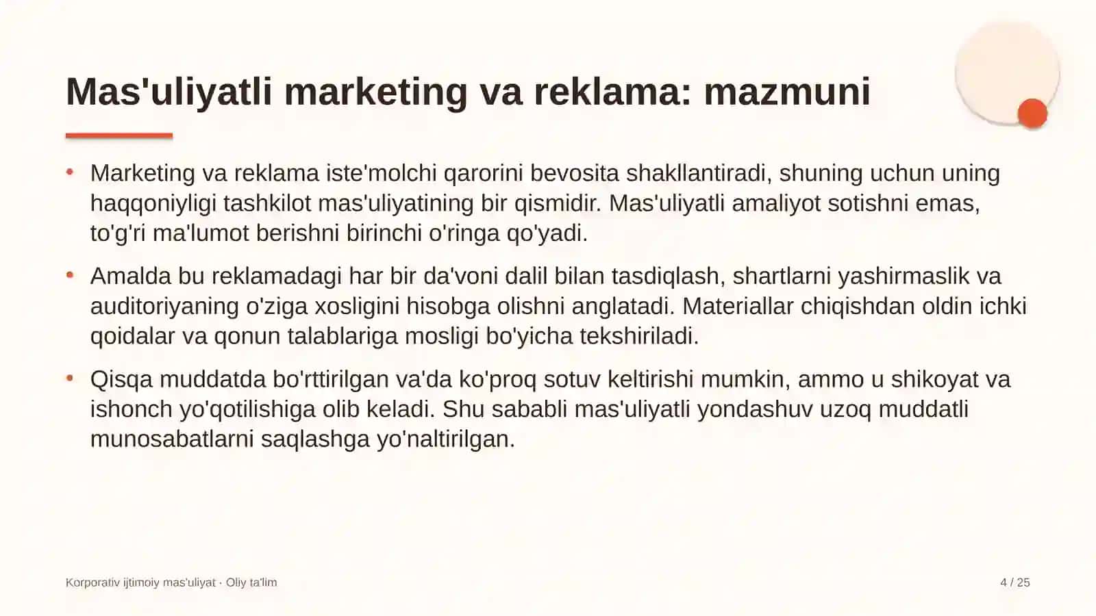tezkor ovqatlanish shoxobchalarida mas'uliyatli marketing va reklama amaliyoti 6219 4