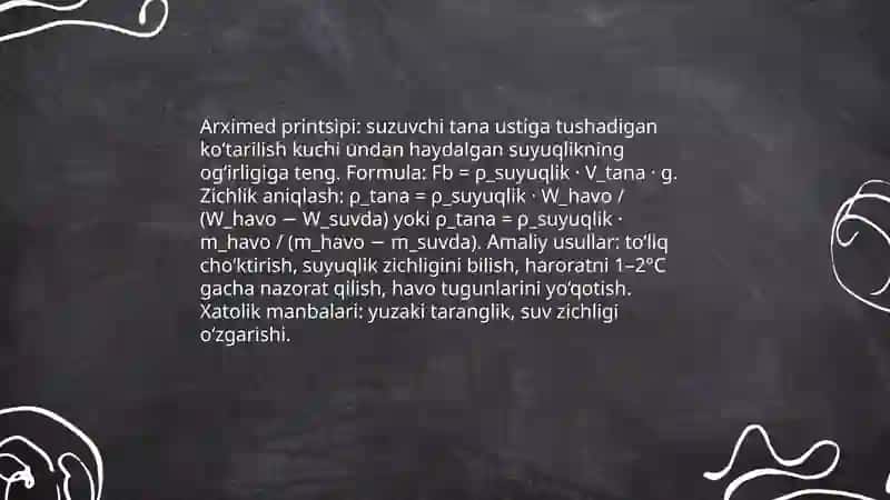 Biologik toʻqimalar va qattiq jismlarning zichligini aniqlash 4