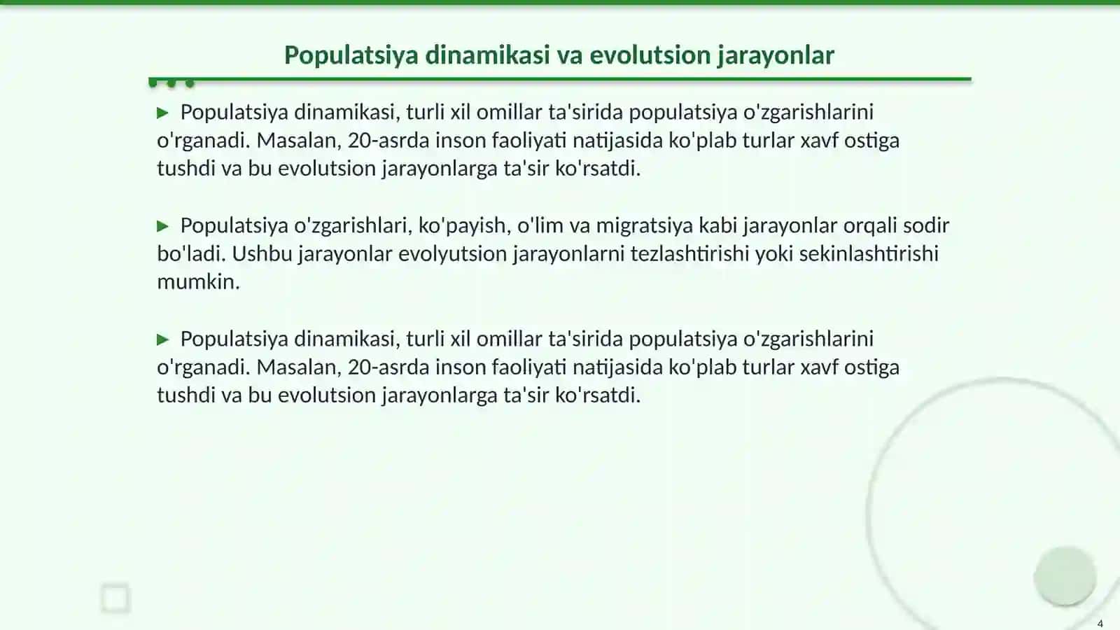 Populatsiya doirasida tur ichida yuz berdigan evalitsion jarayon 4
