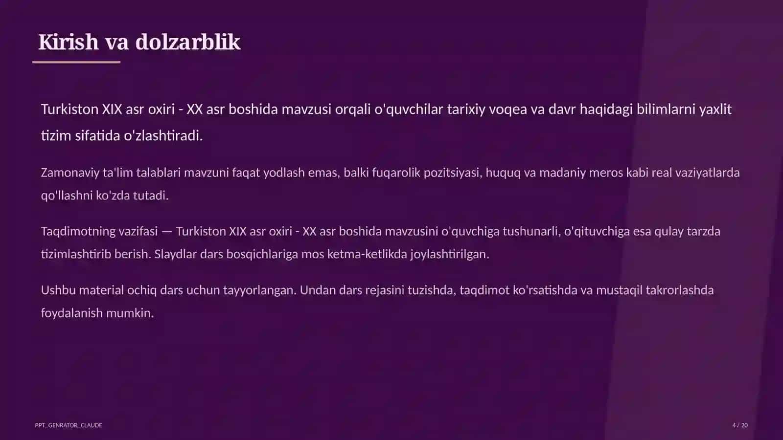 Turkiston XIX asr oxiri - XX asr boshida (9-sinf) 4