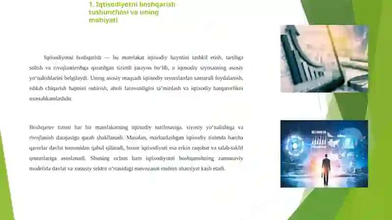 Iqtisodiyotni boshqarishning bozor mexanizmi, uning faoliyat sohasi 4