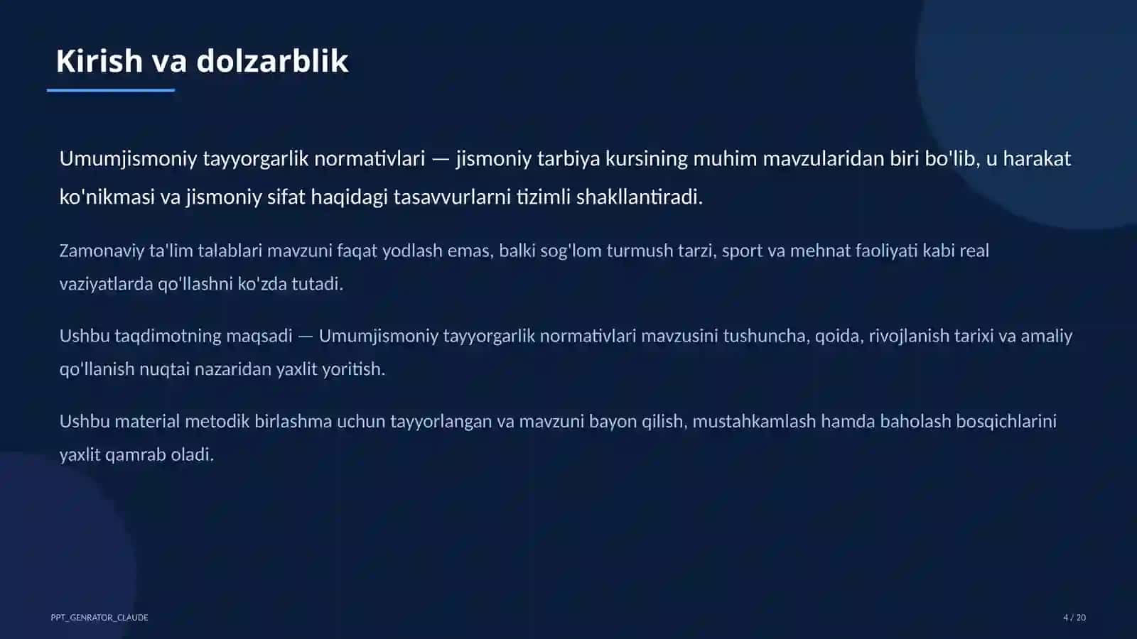 Umumjismoniy tayyorgarlik normativlari (10-sinf) 4
