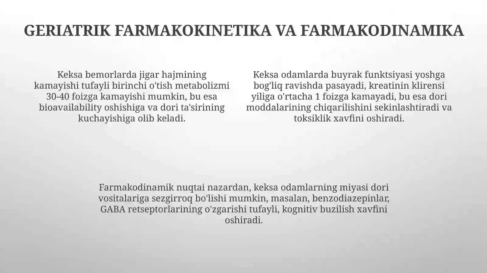 Geriatriya amaliyoti uchun dorivotalarini ishlab chiqarish 4