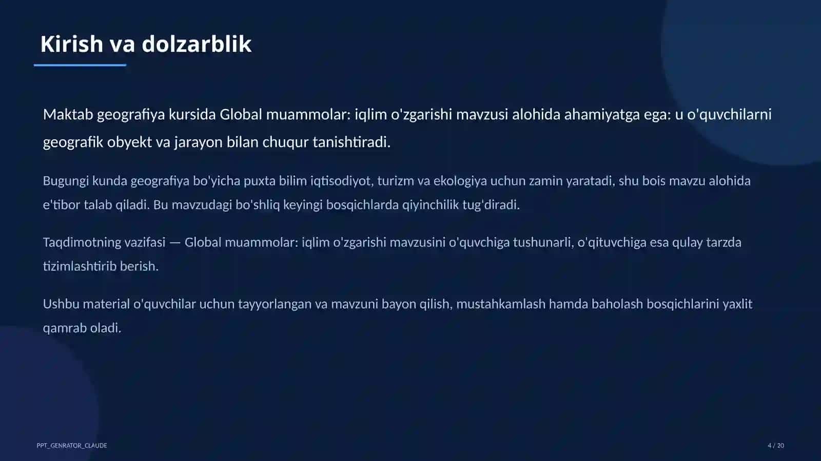 Global muammolar: iqlim o'zgarishi (11-sinf) 4