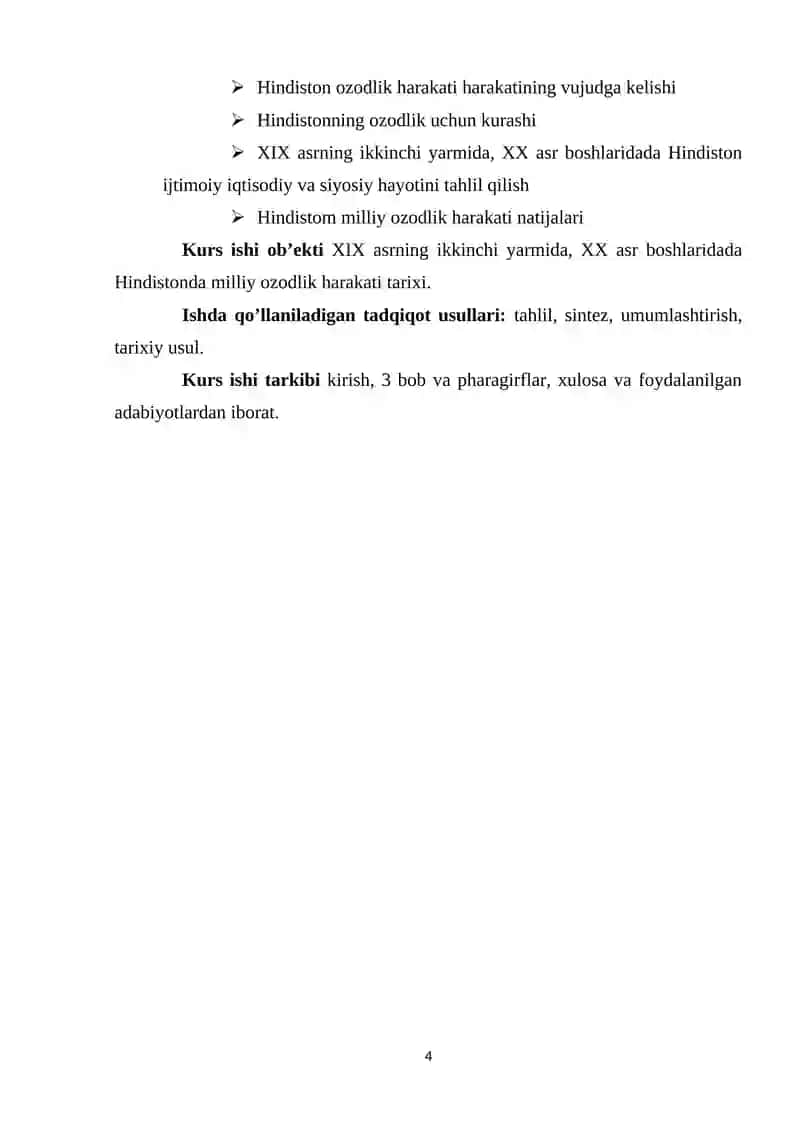 XIX ASRNING IKKINCHI YARMIDA, XX ASR BOSHLARIDADA HINDISTONDA MILLIY OZODLIK HARAKATI 4