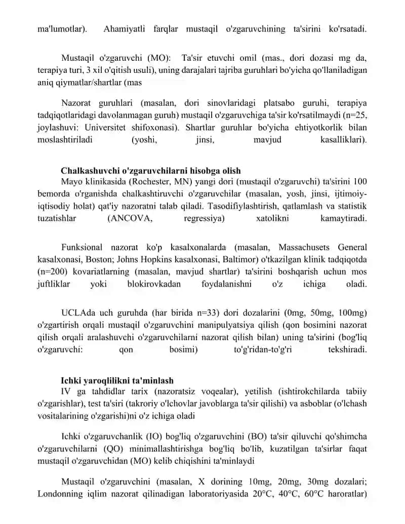 Mustaqil o'zgaruvchi tushunchasi va uning funksional nazorati 4