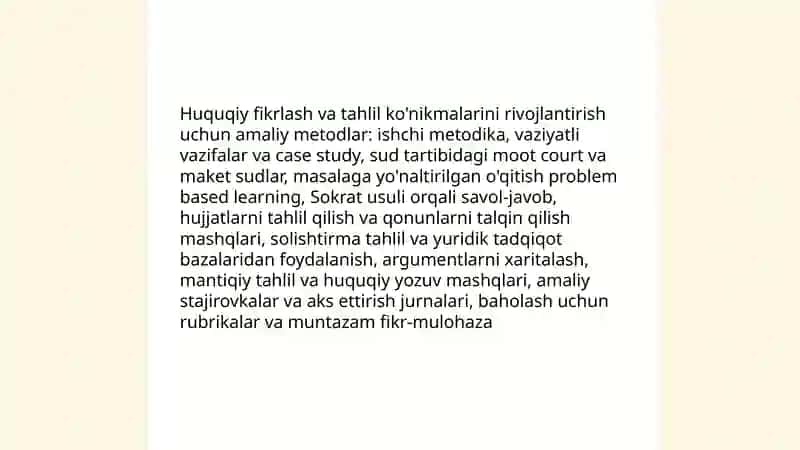 Huquqiy ko'nikmalar va metodologiya fanning o'rni va ahamiyati 4