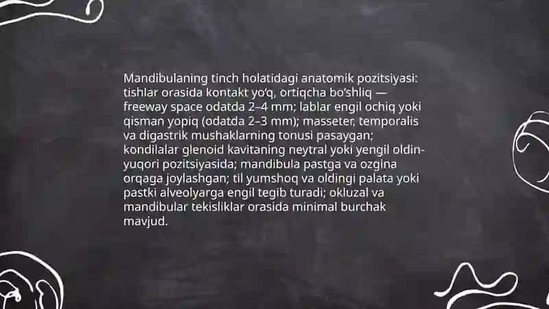 Funksional tinch holat. Stomatologiyada organning funksional elementi 4