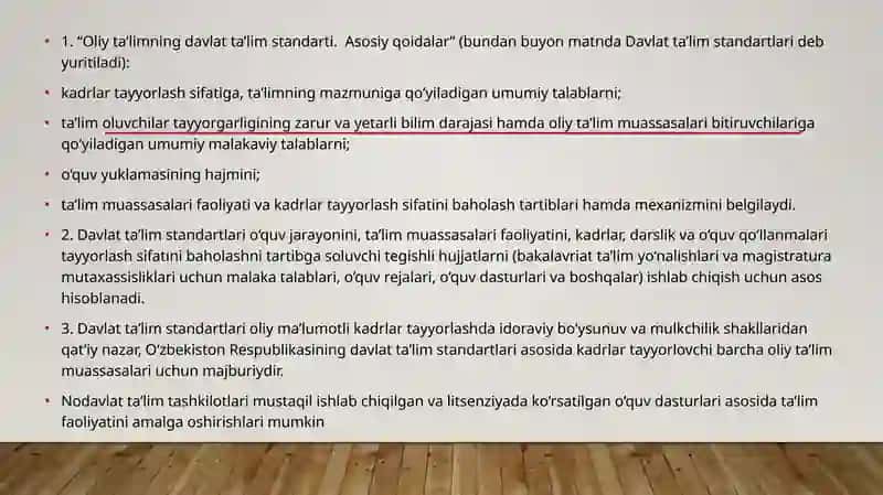 Oliy ta'limning Davlat ta'lim standarti 4