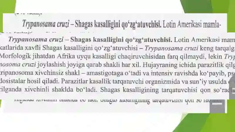 Hivchinlilar-odamparazitlari: Tripanasoma, trixonomada 4