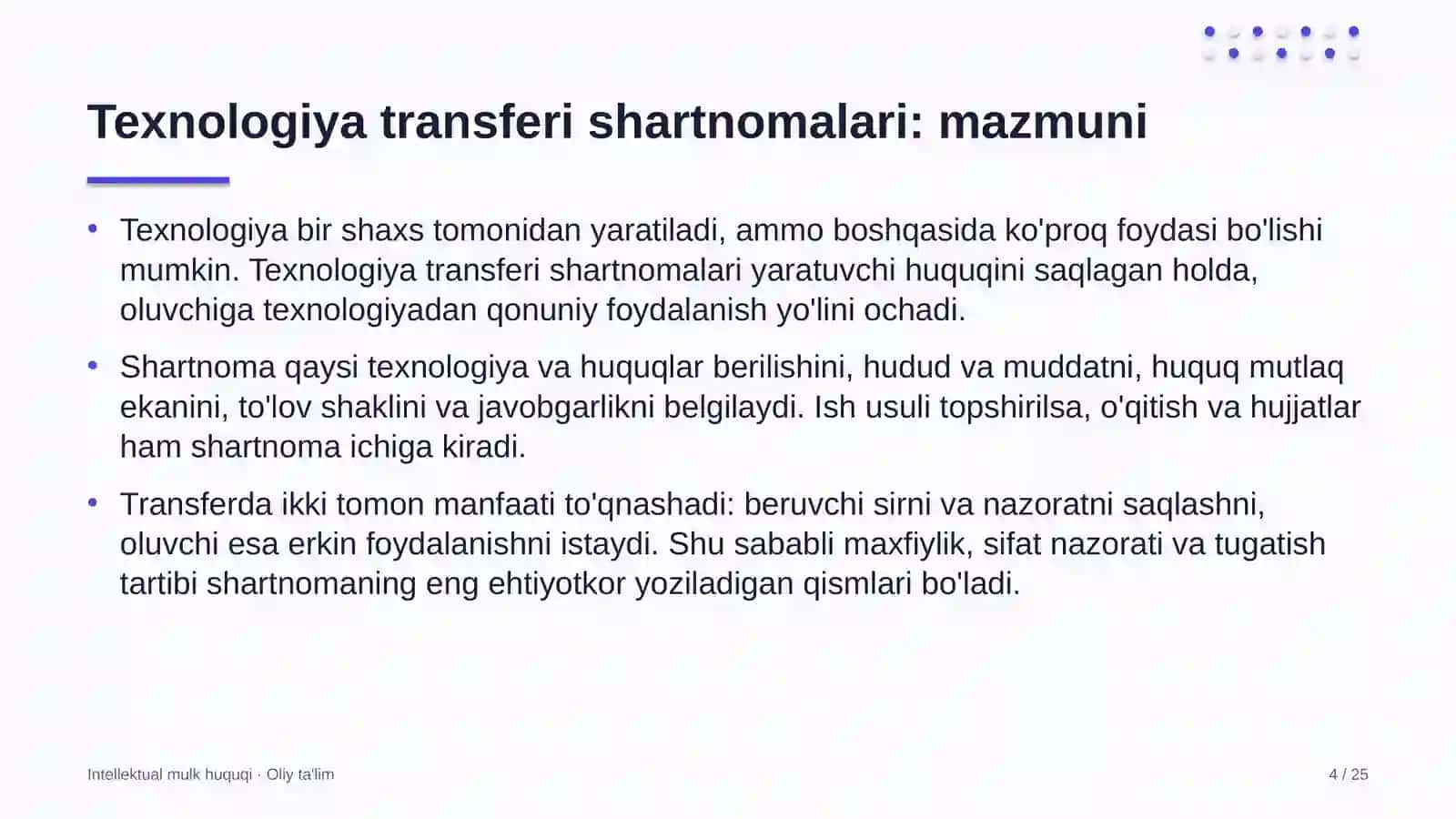 stomatologiya klinikalarida texnologiyalarni transfer qilish shartnomalari 1834 4