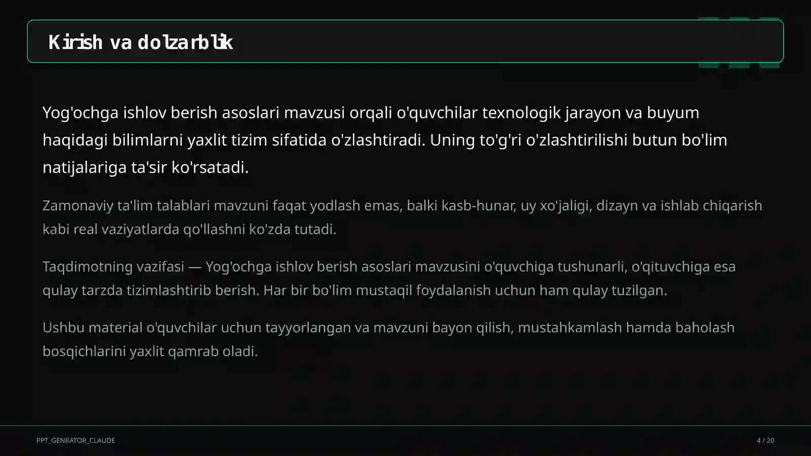 Yog'ochga ishlov berish asoslari (5-sinf) 4