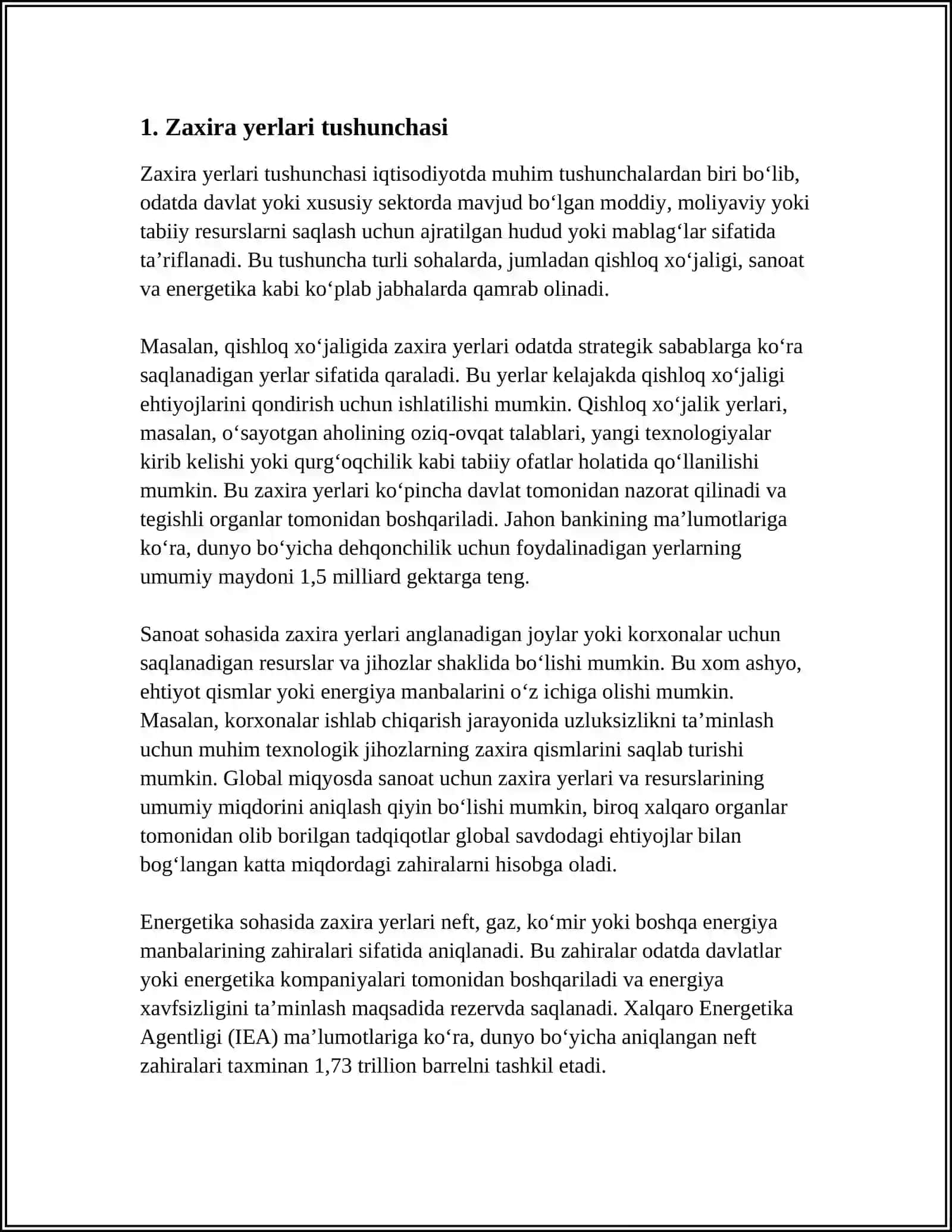 ZAXIRA YERLARIDAN FOYDALANISH VA UNING AXAMIYATI 4