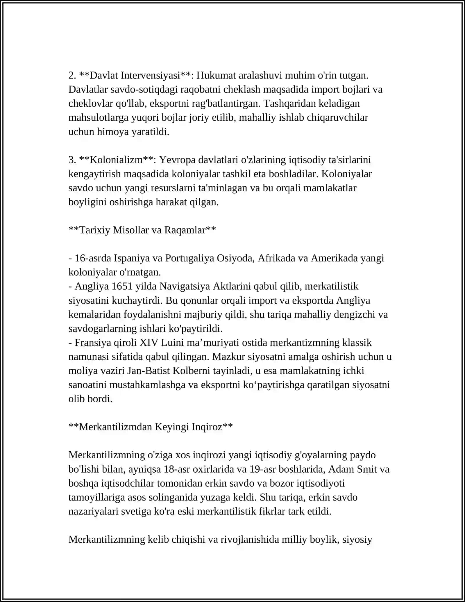 MUSTAQIL ISH Mavzu: MERKANTILIZM IQTISODIY TA’LIMOTI 4