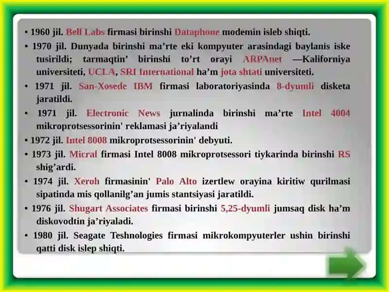 Kompyuter texnikasinin' rawajlaniwin tiykarg’i etaplari 4