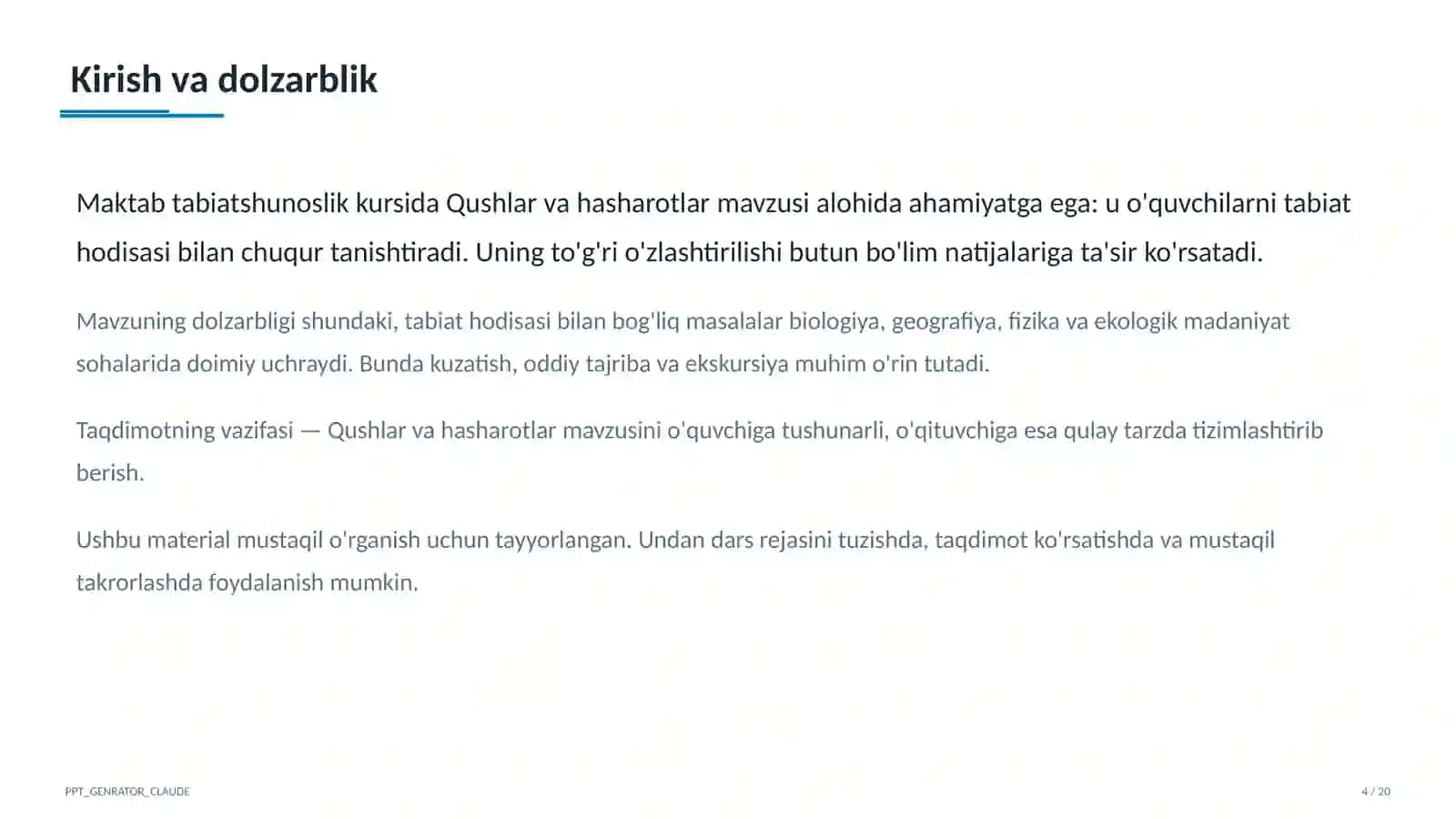 Qushlar va hasharotlar (2-sinf) 4