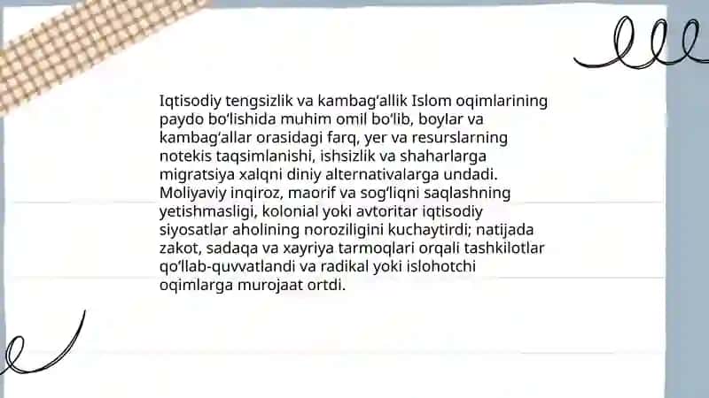 Islom oqimlarining paydo bo‘lish sabablari 4