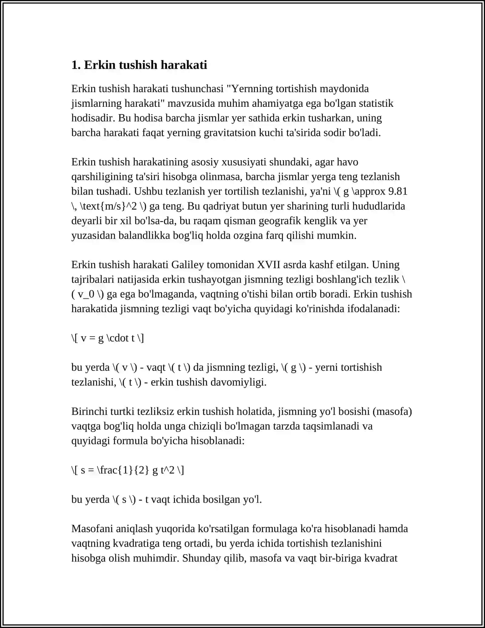 YERNING TORTISHISH MAYDONIDA JISMLARNING HARAKATI 4
