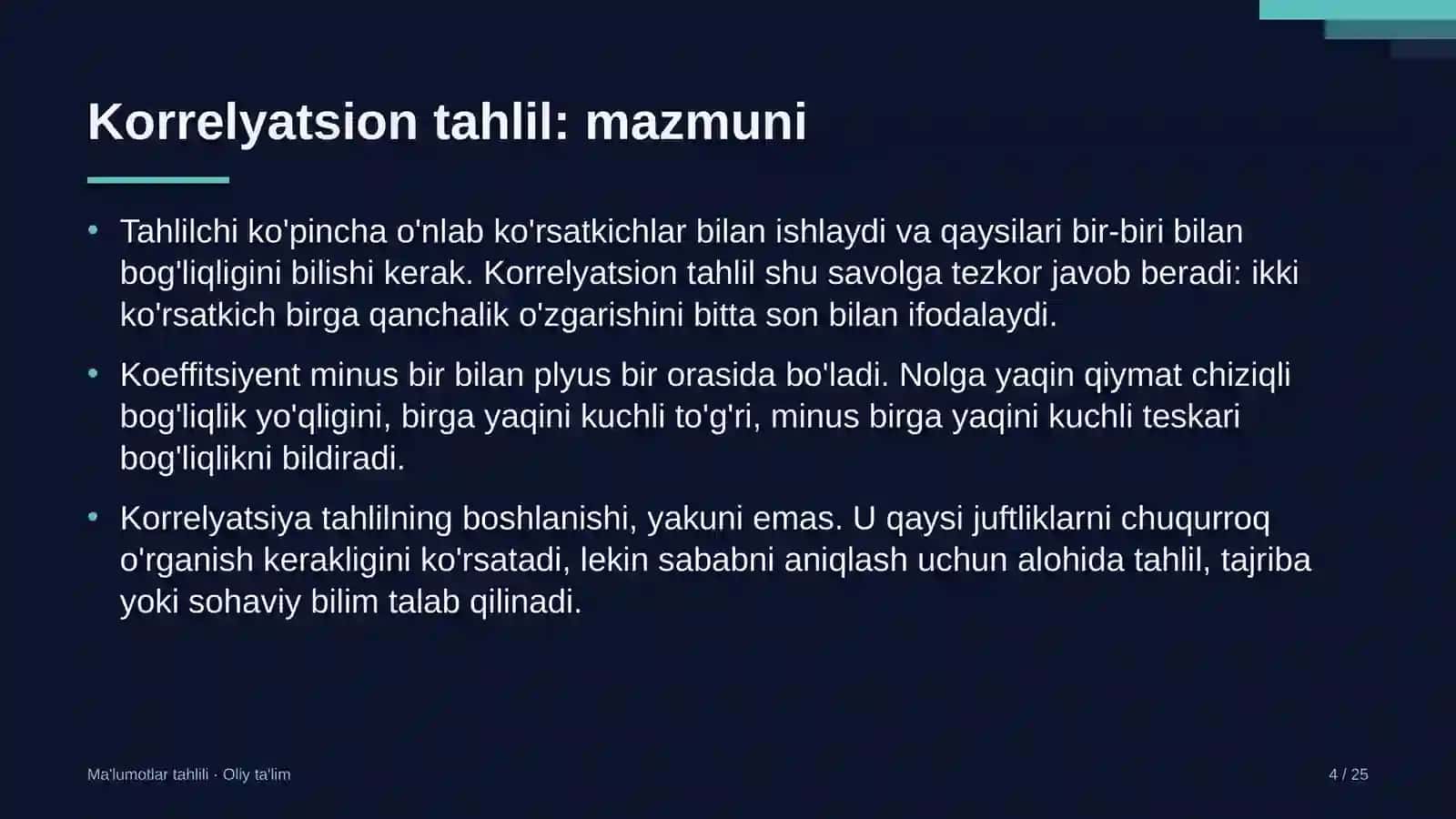 yog'ochni qayta ishlash korxonalarida korrelyatsion tahlilni o'tkazish 5559 4
