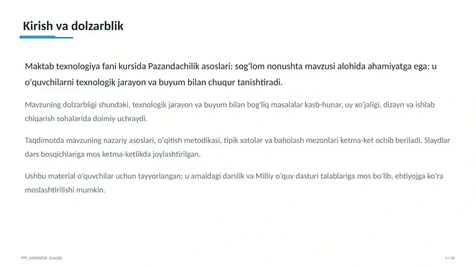 Pazandachilik asoslari: sog'lom nonushta (5-sinf) 4