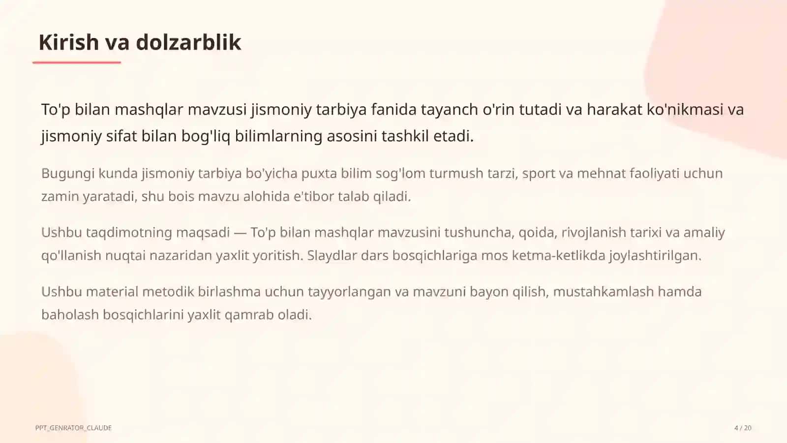 To'p bilan mashqlar (2-sinf) 4