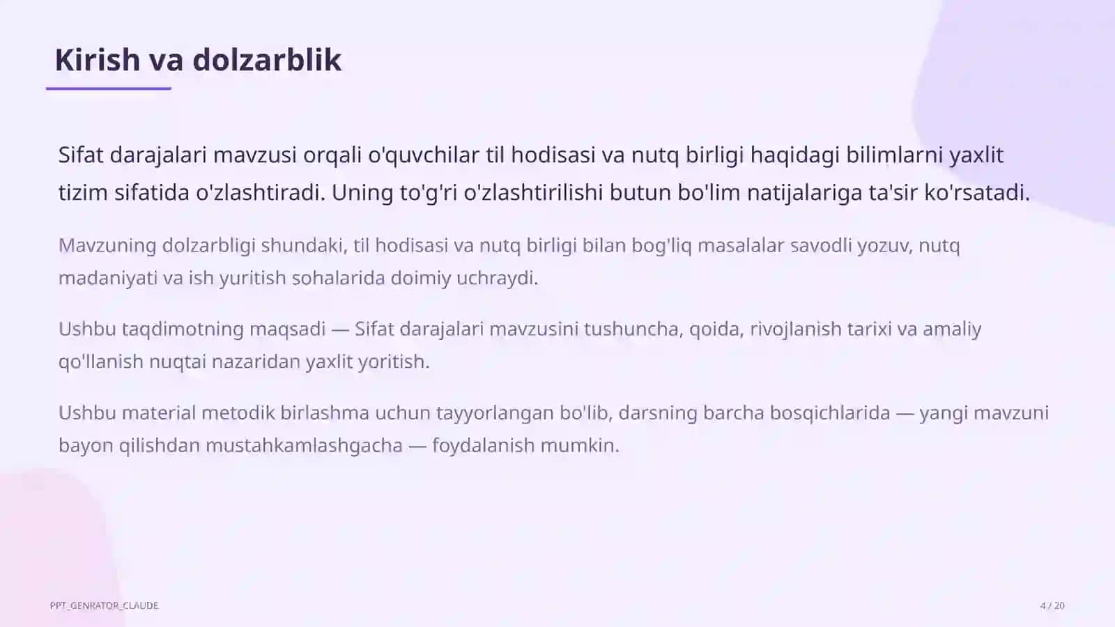 Ona tili (5–11) — metodik birlashma uchun 4