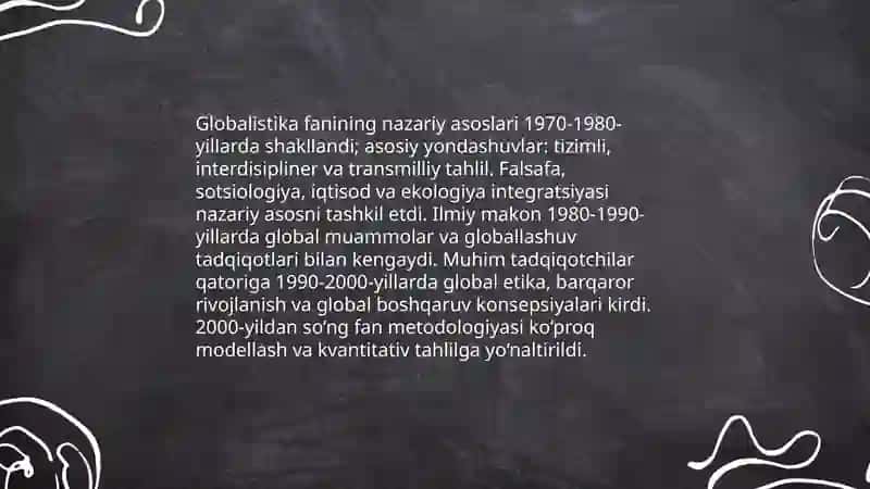 Globallashuv, globalistika va barqaror taraqqiyot tushunchalarining o'zaro aloqasi va farqi 4