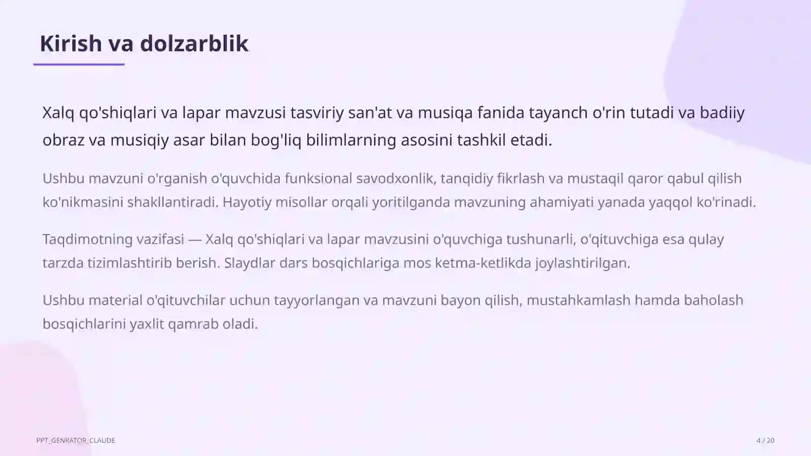 Xalq qo'shiqlari va lapar (3-sinf) 4