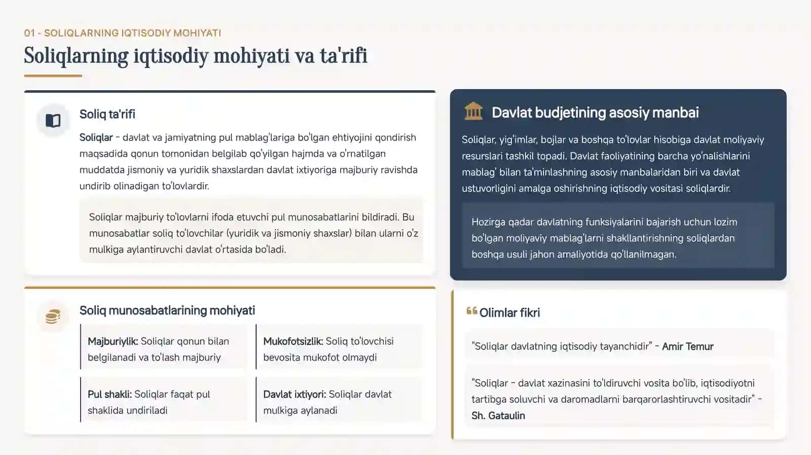 MAMLAKAT IQTISODIYOTIDA SOLIQLARNING O'RNI 4