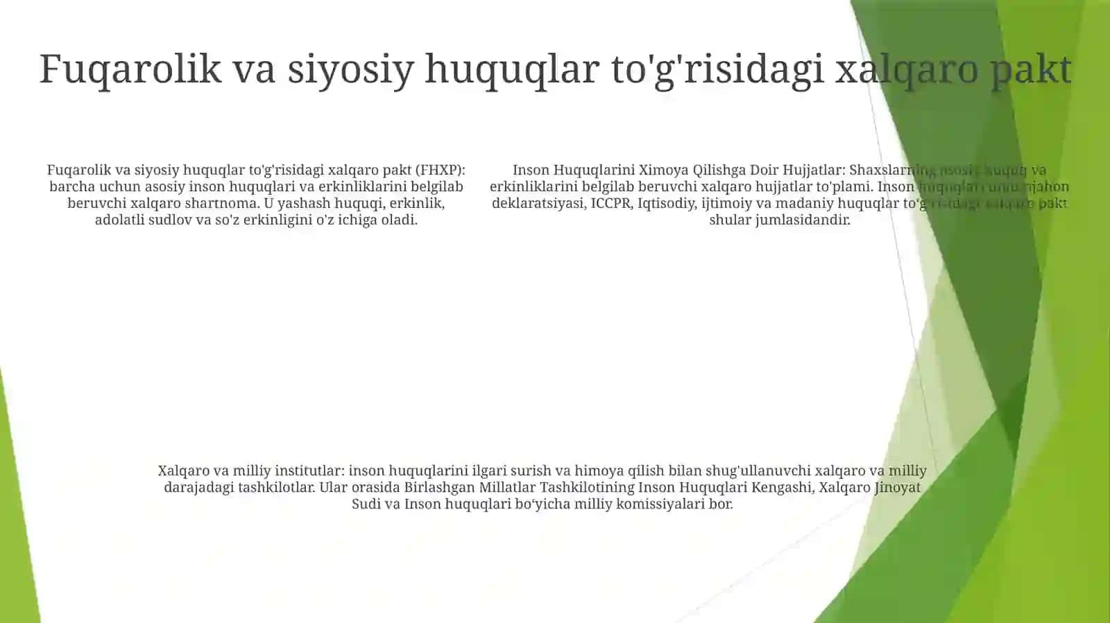 Inson Huquqlarini Ximoya Qilishga Doir Hujjatlar,Xalqaro Va Milliy Institutlar 4