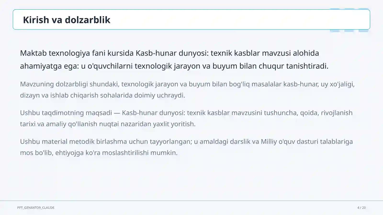 Kasb-hunar dunyosi: texnik kasblar (9-sinf) 4