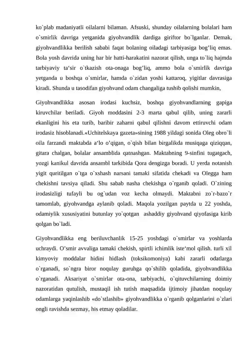 Giyohvandlikka Bog’lanib Qolgan Bolalar Bilan Yoshlarda Profilaktika O’tkazish 4